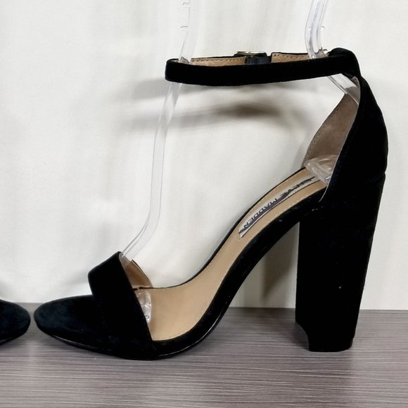 Steve Madden Carrson Block Heel Sandal, Black Suede, Womens Size 5.5 B - Picture 8 of 12